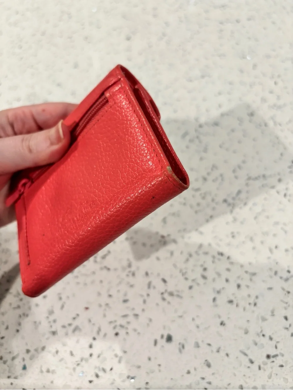 Buxton Coral Leather Mini Tri-Fold Wallet with Duck Logo